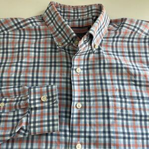 Vineyard Vines Men’s Murray Long‎ Sleeve Button Down Blue Orange Plaid large
